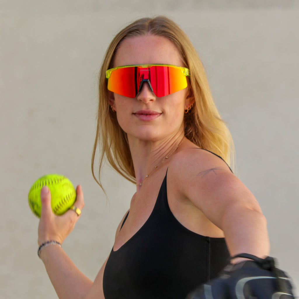 Good Game Sports Performance Sunglasses - Electric Green Yellow Orange - Reflective - Mirror Coated - Baseball - Softball - Cycling - Running - Volleyball - Pickleball - Hiking