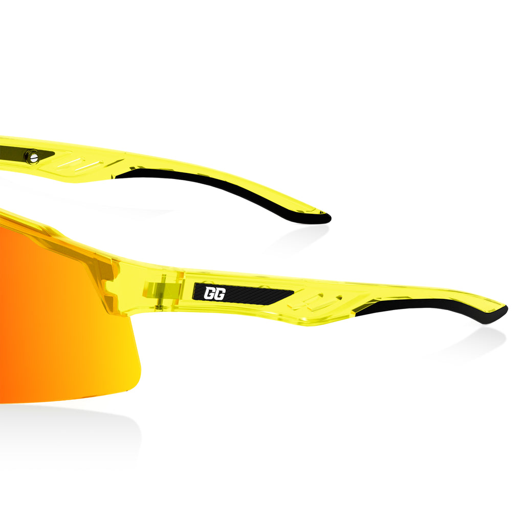 Good Game Sports Performance Sunglasses - Electric Green Yellow Orange - Reflective - Mirror Coated - Baseball - Softball - Cycling - Running - Volleyball - Pickleball - Hiking